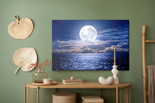 Obraz Na Płótnie Księżyc W Pełni Nad Morzem