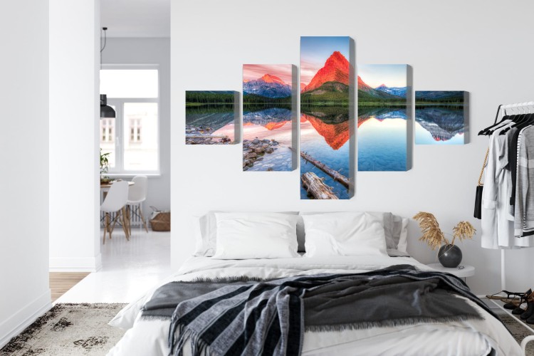 Obraz Wieloczęściowy Jezioro Swiftcurrent Lake W Usa