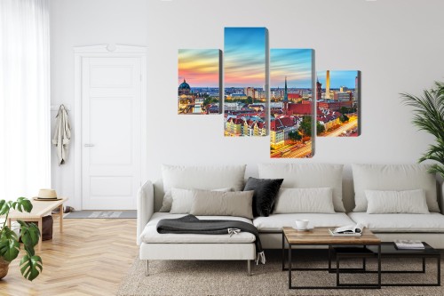 Obraz Wieloczęściowy Kolorowe Niebo I Panorama Berlina