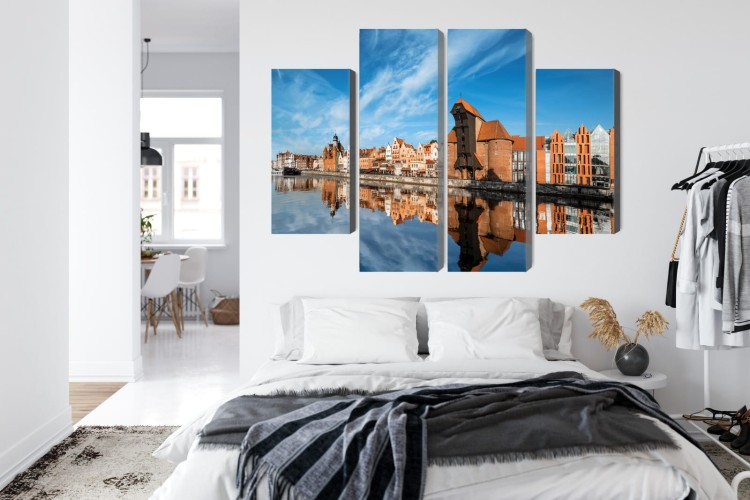 Obraz Wieloczęściowy Panorama Gdańska Z Widokiem Na Rzekę