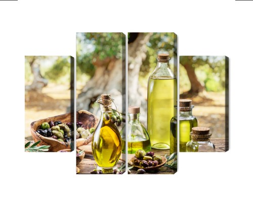Obraz Wieloczęściowy Butelki Z Olejem