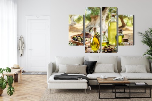 Obraz Wieloczęściowy Butelki Z Olejem