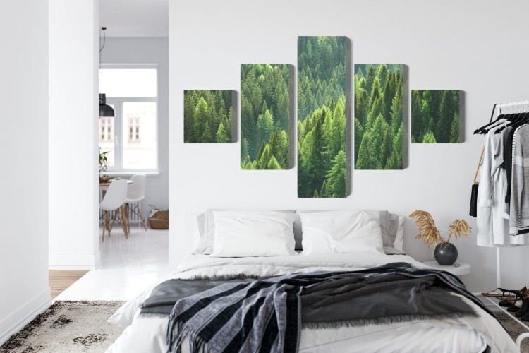 Obraz Wieloczęściowy Zieleń Lasu