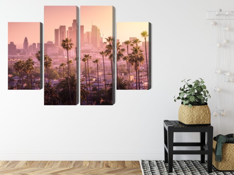 Obraz Wieloczęściowy Centrum Los Angeles O Zachodzie Słońca