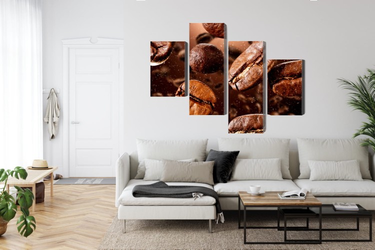 Obraz Wieloczęściowy Brązowe Ziarna Kawy