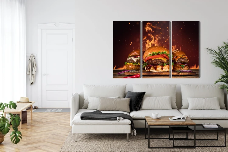 Obraz Wieloczęściowy Smaczne Hamburgery