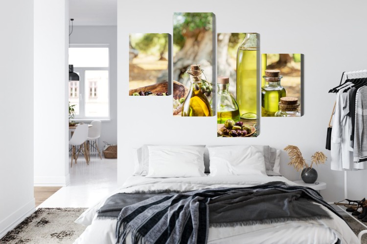 Obraz Wieloczęściowy Butelki Z Olejem