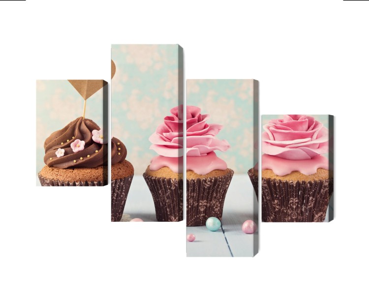 Obraz Wieloczęściowy Babeczki Ze Śmietaną