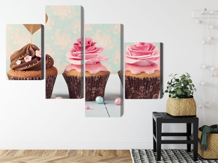 Obraz Wieloczęściowy Babeczki Ze Śmietaną