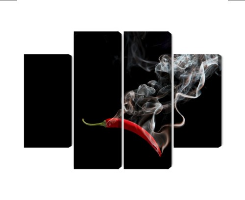 Obraz Wieloczęściowy Czerwone Chili Z Dymem