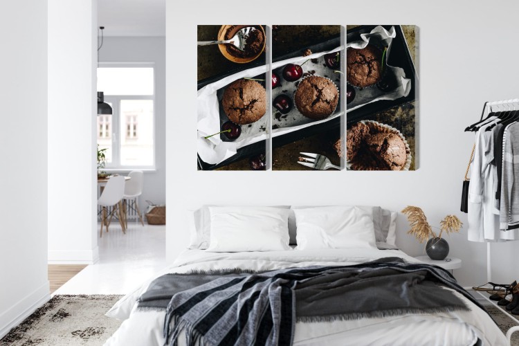 Obraz Wieloczęściowy Babeczki Z Wiśniami