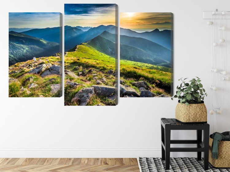 Obraz Wieloczęściowy Zachód Słońca W Górach 3D