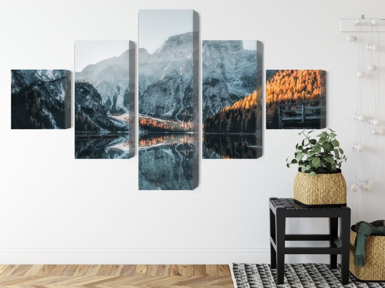 Obraz Wieloczęściowy Włoskie Jezioro Braies 3D