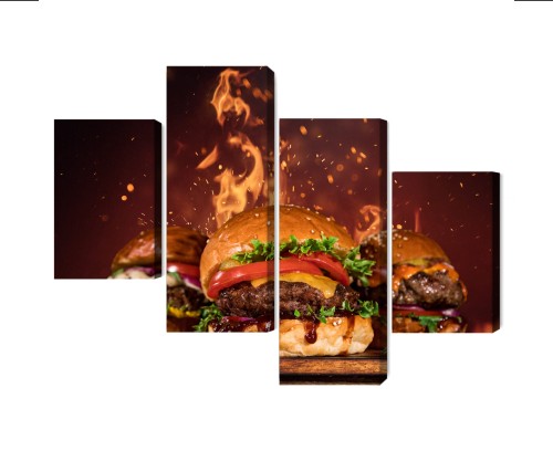 Obraz Wieloczęściowy Smaczne Hamburgery