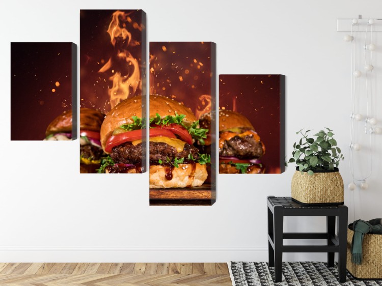 Obraz Wieloczęściowy Smaczne Hamburgery