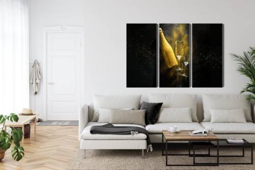 Obraz Wieloczęściowy Złota Butelka Szampana