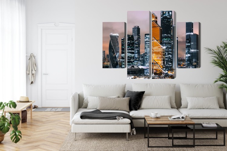 Obraz Wieloczęściowy Panorama Centrum Moskwy I Drapaczy Chmur
