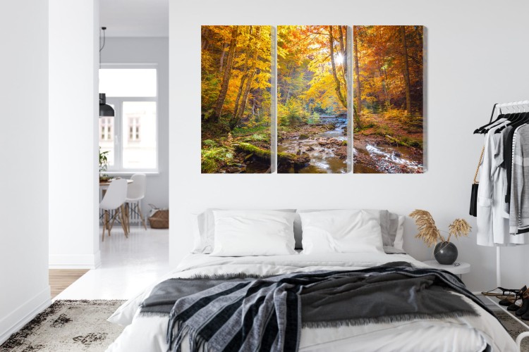 Obraz Wieloczęściowy Jesienny Krajobraz Leśny 3D