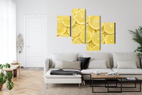 Obraz Wieloczęściowy Plasterki Cytryny
