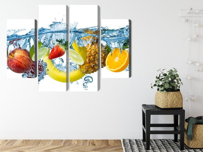 Obraz Wieloczęściowy Świeże Owoce W Wodzie