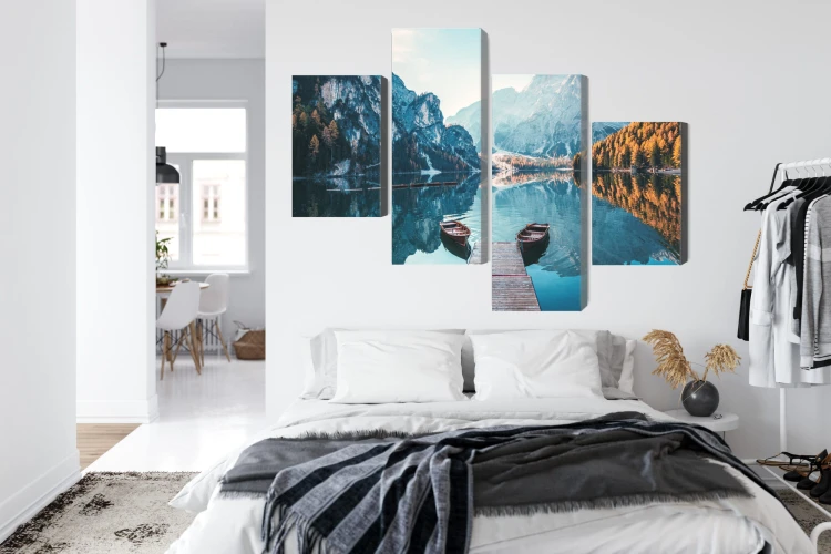 Obraz Wieloczęściowy Jezioro Braies We Włoskich Dolomitach 3D