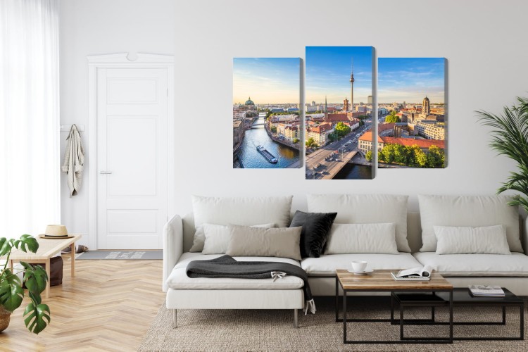 Obraz Wieloczęściowy Rzeka Sprewa I Panoramiczny Widok Berlina