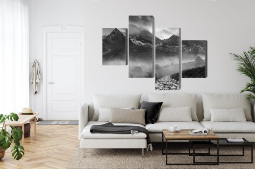 Obraz Wieloczęściowy Hala Gąsienicowa W Czerni I Bieli