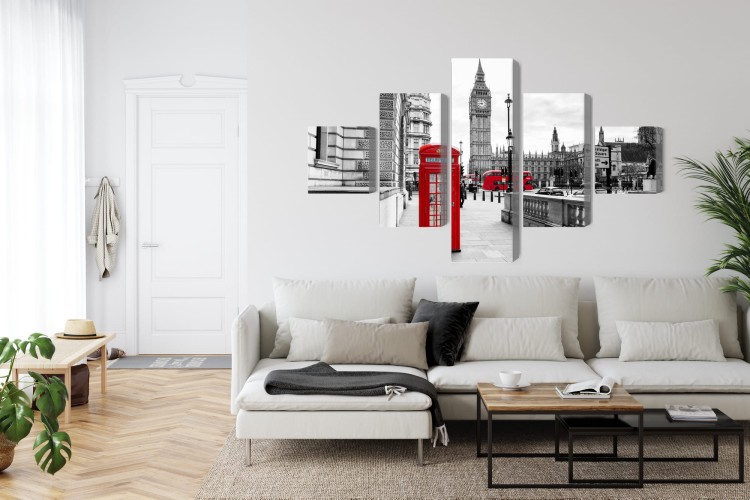 Obraz Wieloczęściowy Londyńska Budka Telefoniczna I Big Ben