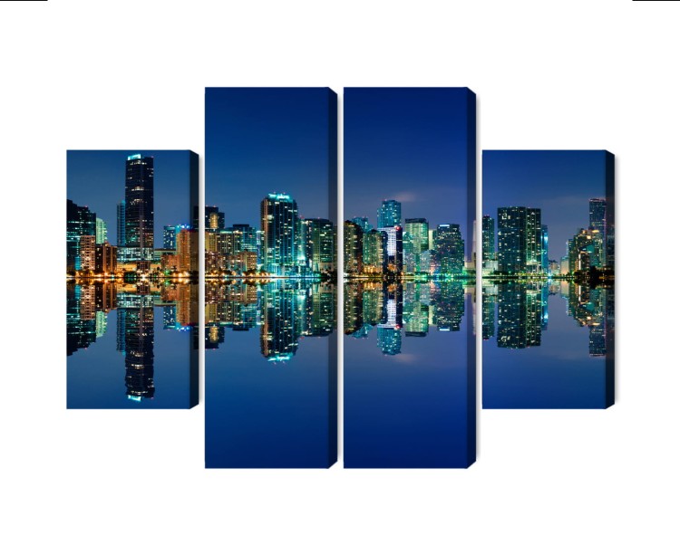 Obraz Wieloczęściowy Panorama Miami Nocą
