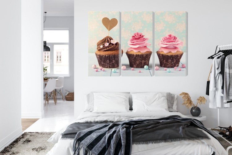 Obraz Wieloczęściowy Babeczki Ze Śmietaną