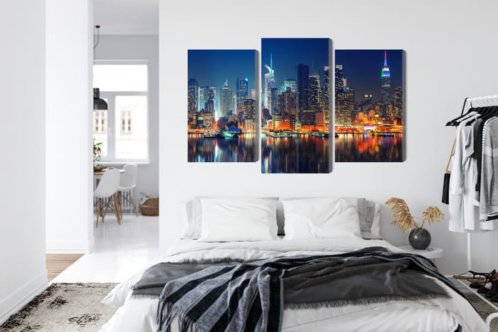 Obraz Wieloczęściowy Panoramiczny Widok Na Manhattan Nocą