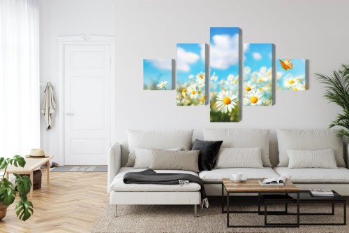 Obraz Wieloczęściowy Pole Stokrotki 3D