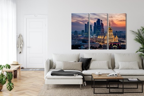 Obraz Wieloczęściowy Widok Z Lotu Ptaka Na Panoramę Moskwy
