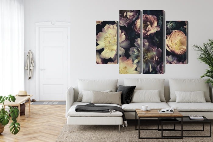 Obraz Wieloczęściowy Bukiet Kolorowych Kwiatów W Stylu Vintage