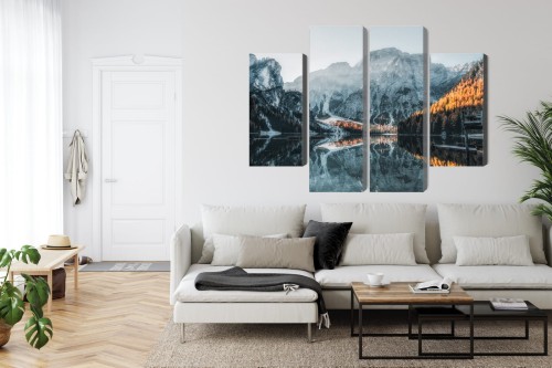 Obraz Wieloczęściowy Włoskie Jezioro Braies 3D