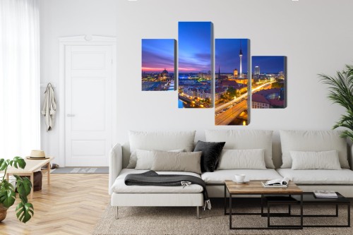 Obraz Wieloczęściowy Panorama Berlina O Zachodzie Słońca