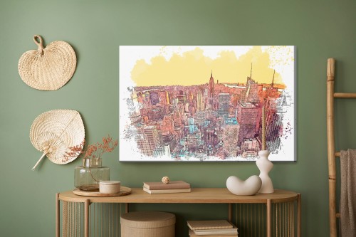 Obraz Na Płótnie Kolorowe Nowojorskie Wieżowce Jak Namalowane