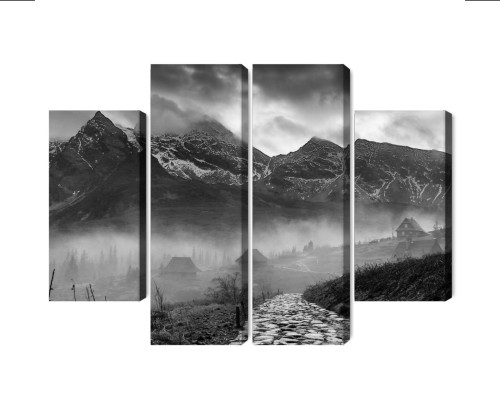 Obraz Wieloczęściowy Hala Gąsienicowa W Czerni I Bieli