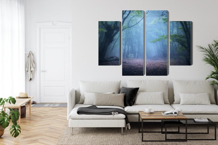 Obraz Wieloczęściowy Zamglony Leśny Krajobraz 3D