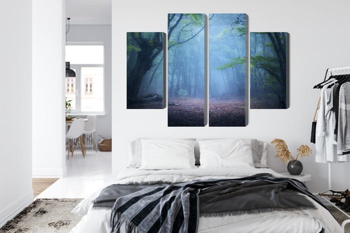 Obraz Wieloczęściowy Zamglony Leśny Krajobraz 3D