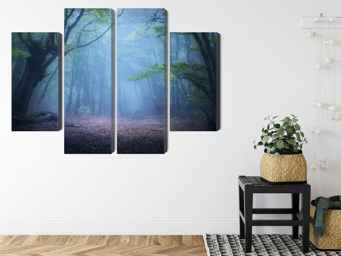 Obraz Wieloczęściowy Zamglony Leśny Krajobraz 3D