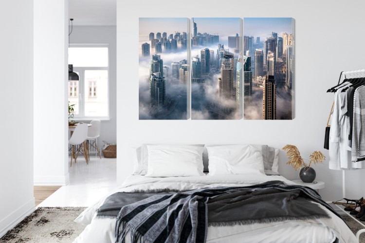 Obraz Wieloczęściowy Panorama Miasta Dubaj We Mgle