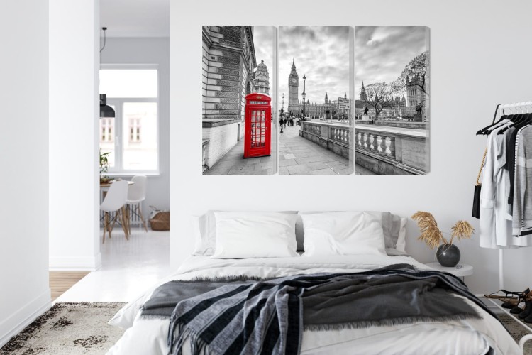 Obraz Wieloczęściowy Czerwona Budka Telefoniczna W Londynie 3D