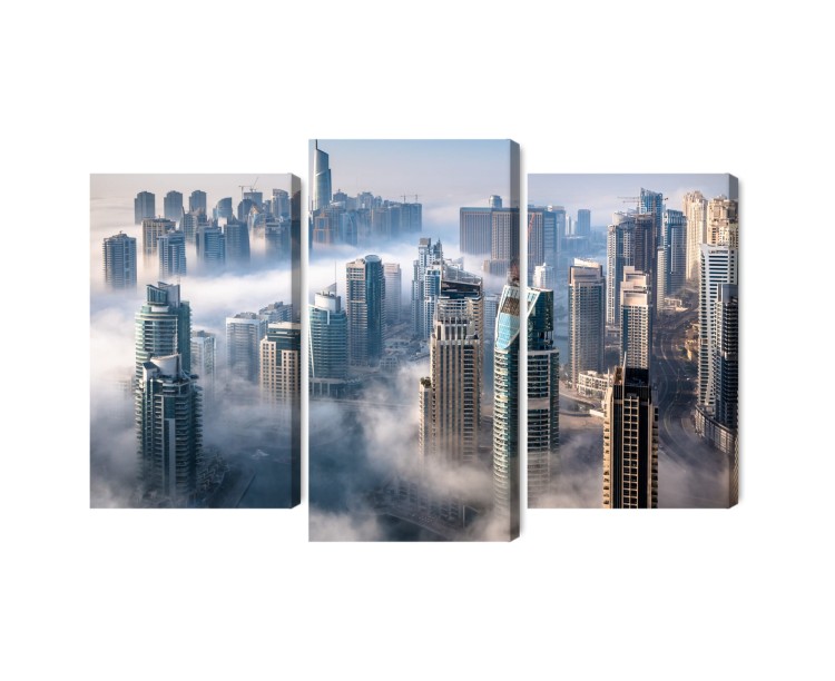 Obraz Wieloczęściowy Panorama Miasta Dubaj We Mgle