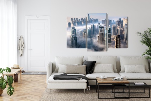 Obraz Wieloczęściowy Panorama Miasta Dubaj We Mgle