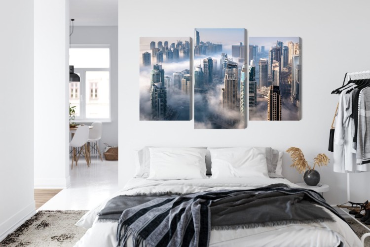 Obraz Wieloczęściowy Panorama Miasta Dubaj We Mgle