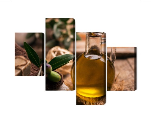 Obraz Wieloczęściowy Butelka Oliwy Z Oliwek