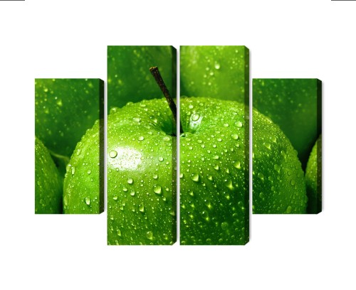 Obraz Wieloczęściowy Zielone Jabłka W Skali Makro