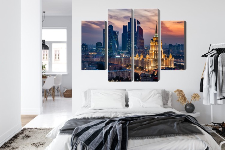 Obraz Wieloczęściowy Widok Z Lotu Ptaka Na Panoramę Moskwy