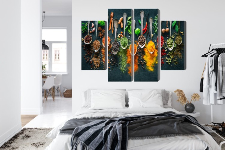 Obraz Wieloczęściowy Zioła I Przyprawy Na Łyżkach